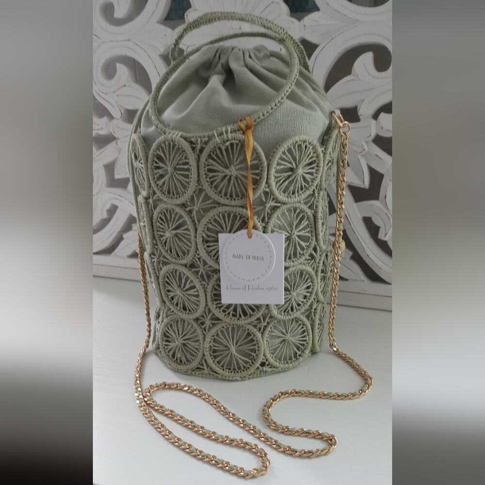 House Of Harlow 1960 Raffia Woven Bucket Purse - NWT